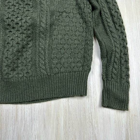 J Crew Olive Green Cozy Fitted Popcorn Wool Cable Knit Pullover Sweater XS - Picture 9 of 15